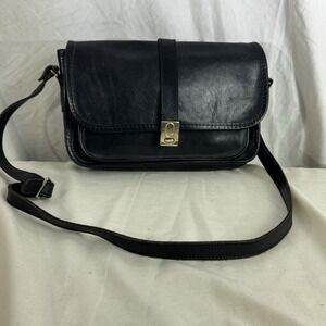 VINTAGE MICHAEL GREEN / LIMITED EDITION CROSSBODY LEATHER BAG , BLACK
